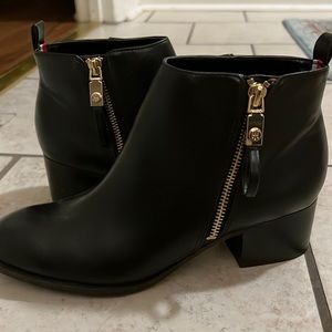 Tommy Hilfiger Black Ankle Boots with Gold Zipper